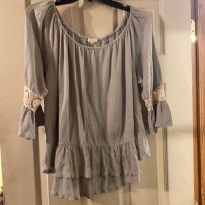 Light green flutter sleeve top